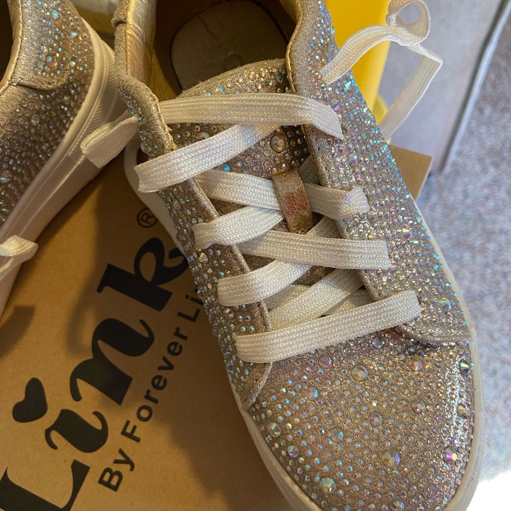 Links Kids Glitter Sneakers - rhinestone silver